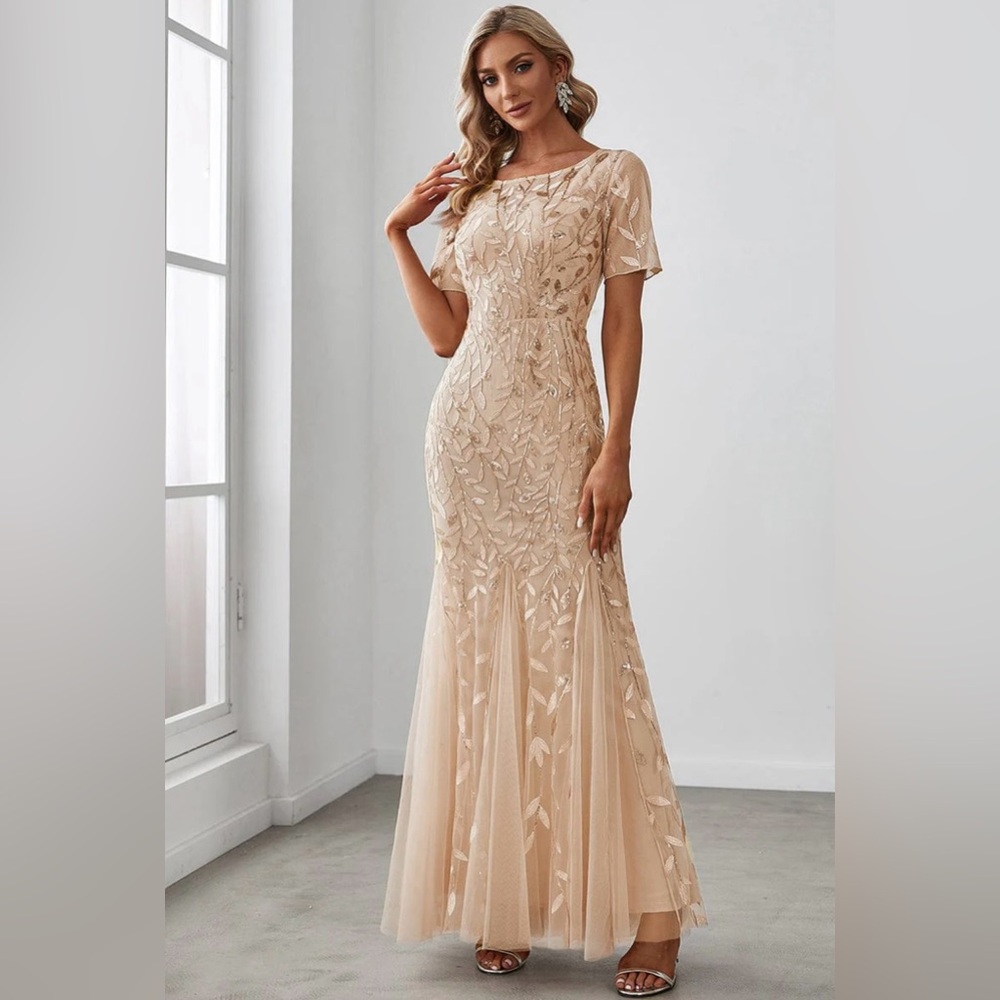 Ever Pretty Sequin Gold Maxi Dress